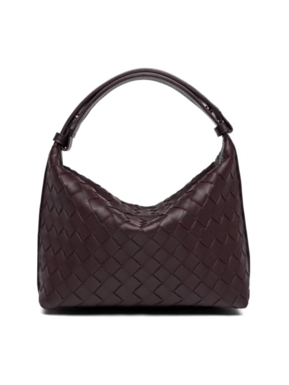 Vegan Leather Woven Hobo Shoulder Bag with Gold Hardware, Handmade Purse